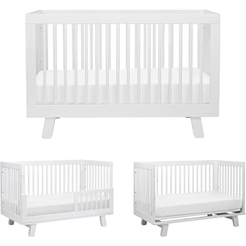 Babyletto Hudson 3-in-1 Convertible Baby Crib with Toddler Bed & Daybed Conversion - Easy to Assemble - GREENGUARD Gold Certified w/ 4 Adjustable Mattress Heights - White