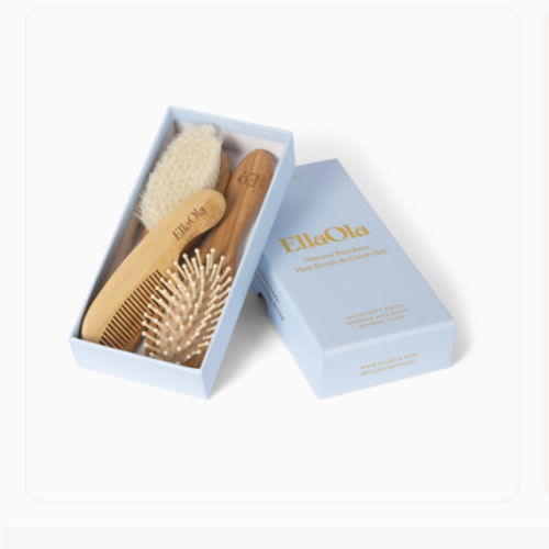 EllaOla 3-Piece Baby Bamboo Brush & Comb Set