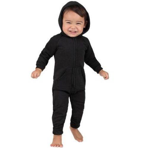 Joggies - Pitch Black Infant Footless Hoodie One Piece