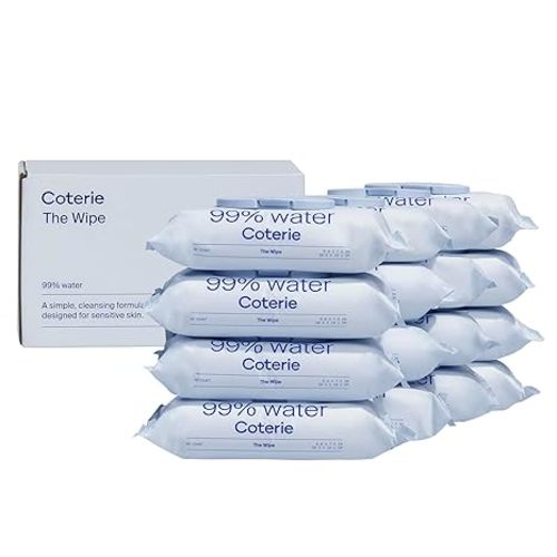 Coterie Baby Wipes for Sensitive Skin, Plant-Based and Plastic-Free Fibers, 99% Water, Hypoallergenic, pH Balanced, Unscented, Clean and Gentle Baby Essentials, 16 Pack, 896 Count