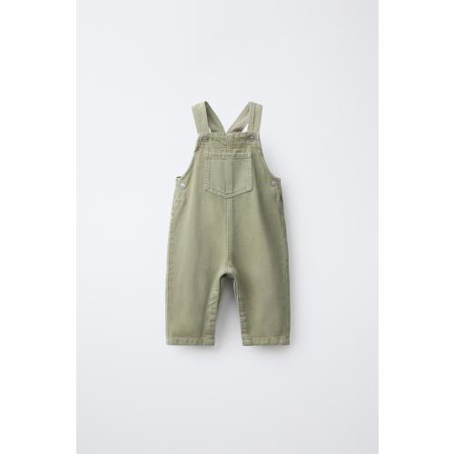 SOLID TWILL LONG JUMPSUIT - Khaki | ZARA United States
