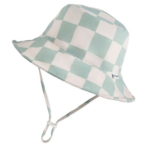 Tiny Twinkle Sun Hat with UPF 50+ UV Protection and Adjustable Brim for Toddlers (Sage Checkers, 0-6 Months)