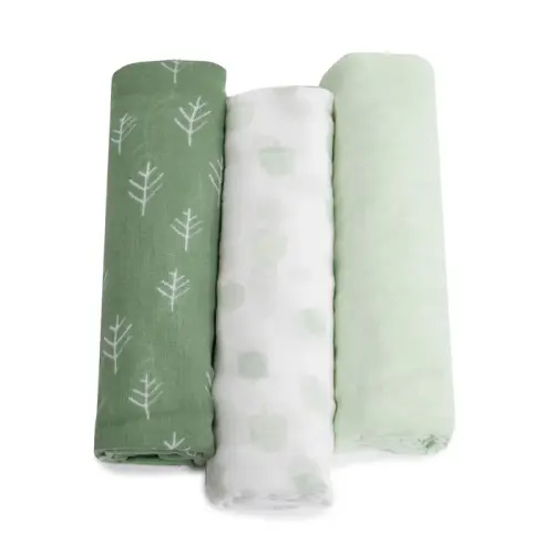 Bubba Blue 3 Pack Wrap Muslin Avocado / Forest | Baby Bunting AU