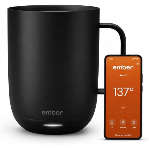 Ember Temperature Control Smart Mug 2, 14 Oz, App-Controlled Heated Coffee Mug with 80 Min Battery Life and Improved Design, Black | App-Controlled Heated Coffee Mug with 80 Min