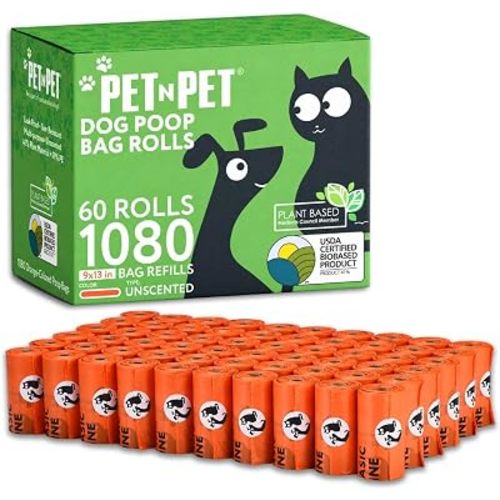 Pet N Pet Dog Poop Bags Rolls, 1080 Count, Large, Leak Proof, Unscented