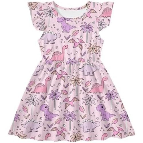 RAISEVERN Toddler Girls Dress Summer Ruffle Flutter Sleeve Dresses for Kids 2-7T