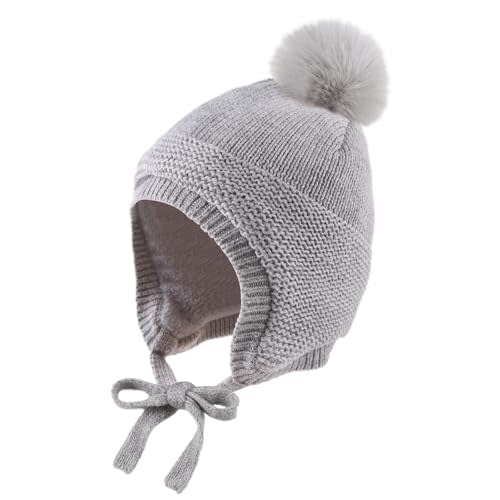 JANGANNSA Basic Winter Baby Boys Beanie Pompom Knitted Girls Hat Kids Earflap Beanies Warm Infant Toddler Hats