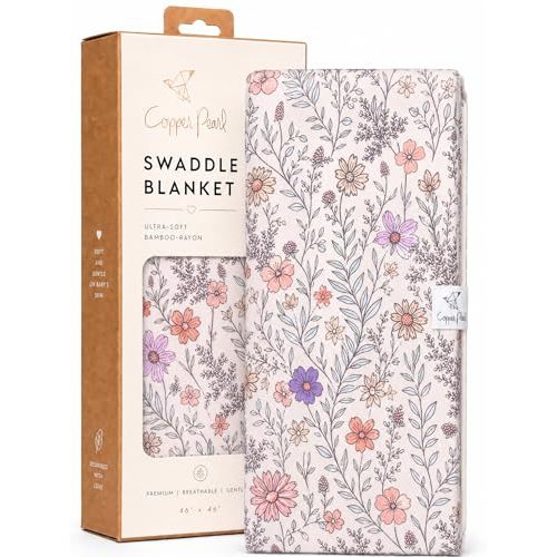 Copper Pearl Swaddle Blankets for Newborns | Soft Stretchy Receiving Blankets for Boys and Girls | Large 46 x 46 Inch Baby Blankets | Lightweight and Breathable Swaddles | Flora