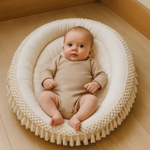 Boho-Chic Baby Oval Lounge Mat | 100% Organic Cotton - – Finn + Emma