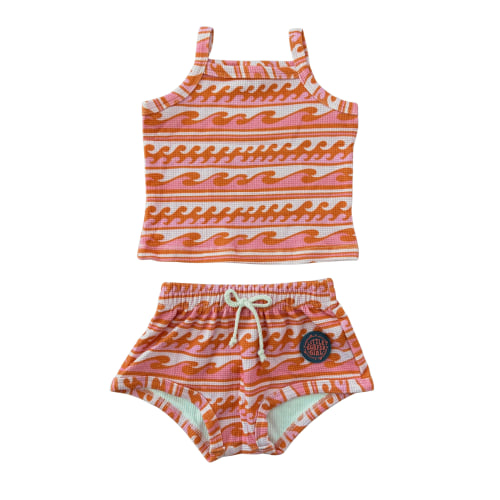 Pink Waves Little Surfer Girl Two-piece set