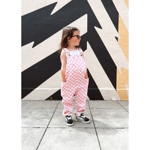 Pink Checkered Overalls
