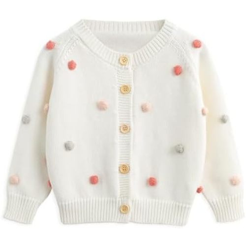 Simplee kids Baby Sweater Cardigan Jacquard Cable-Knit Spring Coat Long Sleeve Cardigan for Baby Girl