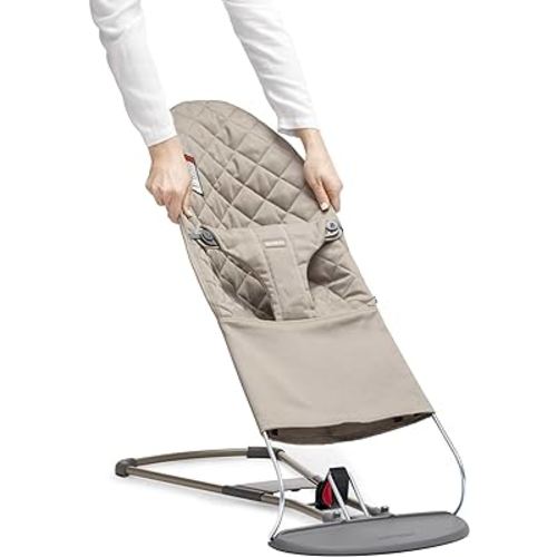 BabyBjörn Fabric Seat for Bouncer, Sand Gray, Cotton, Sand Gray, 1 Count (Pack of 1)