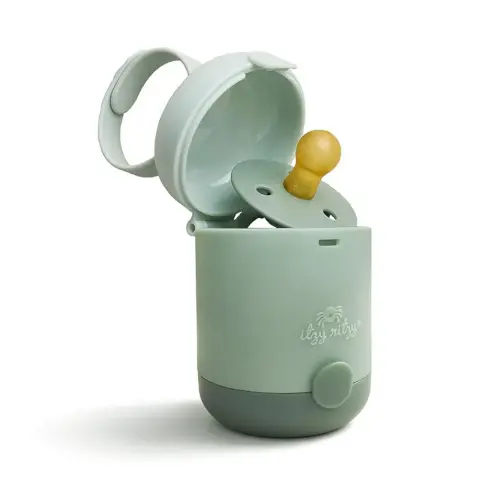 Itzy Ritzy Pacifier Holder - Dual-Sided Pacifier Case with Strap to Keep Clean & Dirty Pacifiers Separate, Paci Holder for Diaper Bag & Stroller (Pacifiers Not Included), Sage