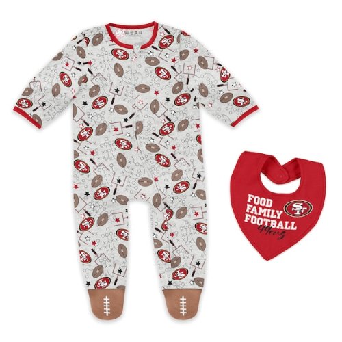 Infant & Newborn WEAR by Erin Andrews San Francisco 49ers Sleep and Play Full-Zip Sleeper & Bib Set
