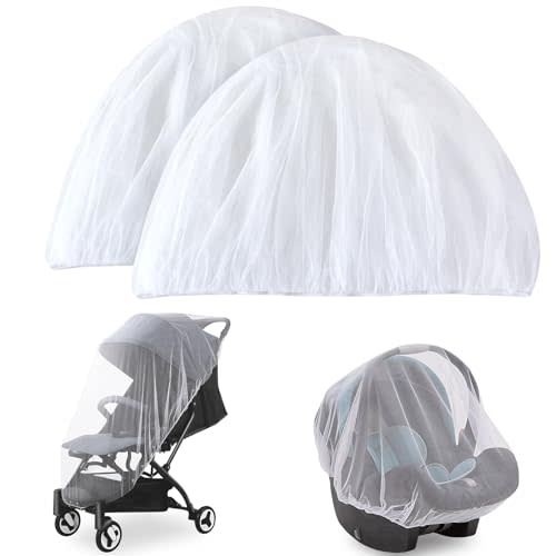 Mosquito Net for Stroller(2 Pack), Baby Mosquito Net for Car Seat, Bassinets, Cradles, Playard, Pack N Plays and Portable Mini Crib, Baby Insect Netting, White
