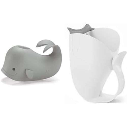 Skip Hop Moby Grey Whale Bath Spout Cover and Waterfall Rinse Cup Bundle