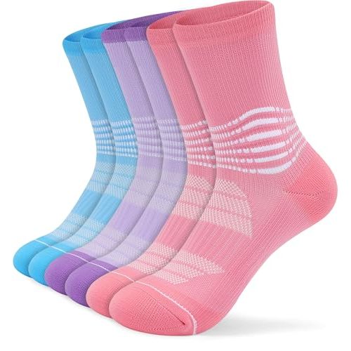 IRAMY Crew Compression Socks for Women Men with Ankle Arch Support Plantar Fasciitis Relief 3/6 Pairs