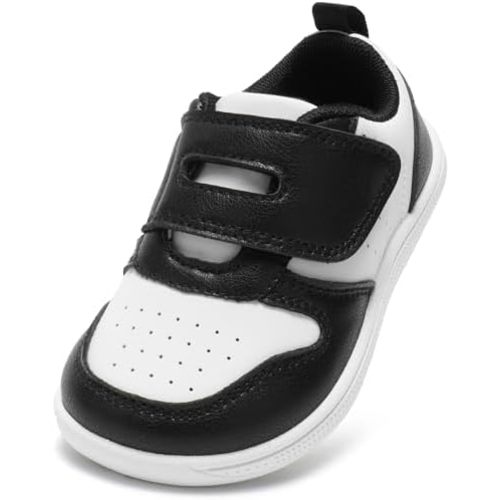 Toddler Wide Toe Box Barefoot Shoes Boys Girls Sneakers Zero Drop Kid Tennis Running Shoes Lightweight Non-Slip Comfortable Leather First Walking Shoe Outdoor Activities School