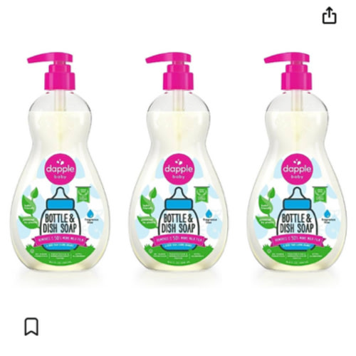 Amazon.com: Dapple Baby, Bottle and Dish Soap Dish Liquid Plant Based Hypoallergenic 1 Pump Included, Packaging May Vary, Fragrance Free, 16.9 Fl Oz (Pack of 3) : Health & Household