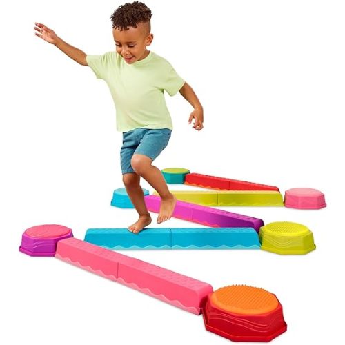 B. toys Juego de vigas de equilibrio, 10 vigas y 6 escalones sensoriales