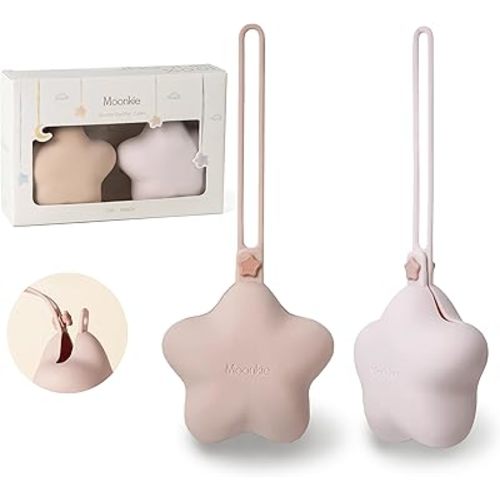 Moonkie Silicone Pacifier Holder Case - blush/soft lilac