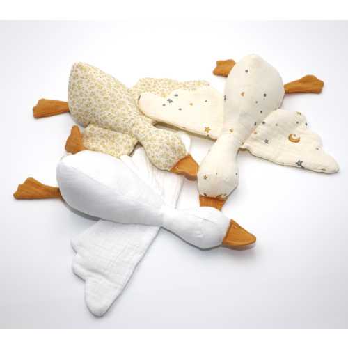 Goose Soft Toy – Heirloom Baby Gift – Newborn Comforter – Double Gauze Softie – Baby Shower Present
