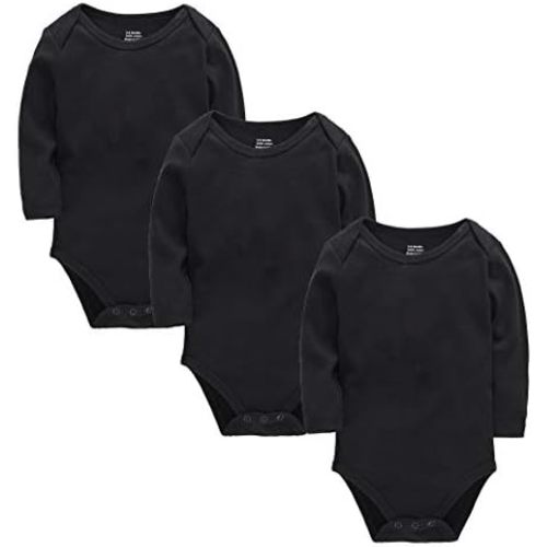 kavkas Infant Boy Girl Bodysuit Cotton Long Sleeve One Piece Baby Clothes Toddler Solid Basic Undershirt 3 Pack, 0-24 Months
