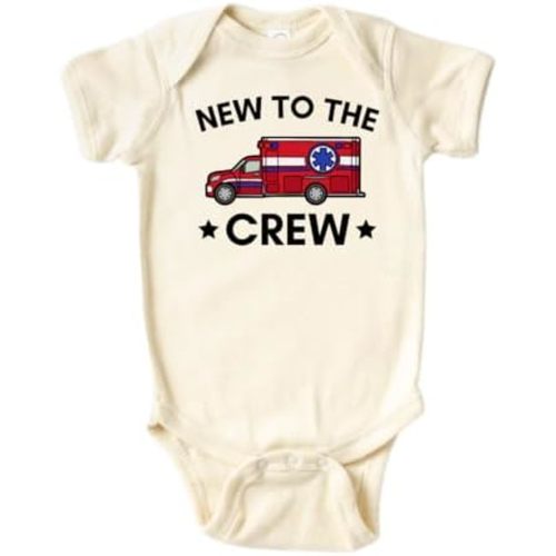 New To The Crew Ambulance Cute Baby Bodysuit, Kids & Toddler T-Shirt - Funny Outfit for Girls Boys Baby Shower Foodie Tee