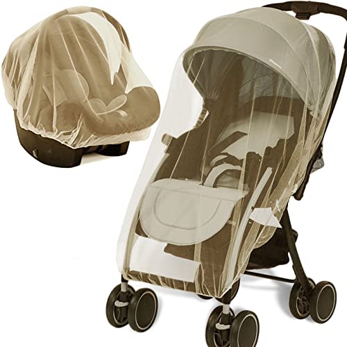Mosquito Net for Stroller, Protective 2Pack Bug Net for Strollers (Khaki) | Universal Baby Mosquito Net for Stroller, Bassinets, Cradles, Playards, Pack N Plays and Portable Mini Crib