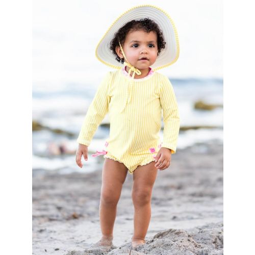 Seersucker Long Sleeve Rash Guard One Piece | RuffleButts & RuggedButts