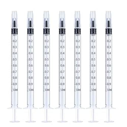 30 Pack 1 ml Syringe for Liquid Without Needle,Syringe with Cap,Individually Wrapped,for Scientific Labs,Measurement,Dispensing,Oil or Glue Applicato