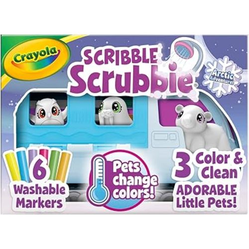 Crayola Scribble Scrubbie Pets Arctic Snow Explorer, Color & Wash Creative Toy, Gift for Kids, Age 3, 4, 5, 6
