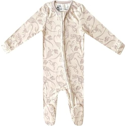 Copper Pearl Zip-Up Footie Baby Pajamas: Ultra-Soft Boys Pajamas and Girls Pajamas, Premium Knit Fabric in Stylish Prints, Tag-Free with 2 Way Zipper, Sized Newborn to 24 Months, Jurassic Park Fossils