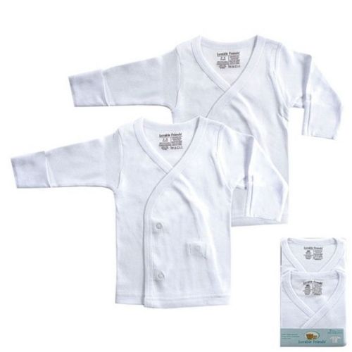Luvable Friends Baby Unisex Side Snap Shirts, White Long-Sleeve, 0-3 Months