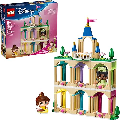 LEGO Disney Princess Mini Belle & Tiana with Castle Building Toy - Princess Toy Figures & Playset for Girls & Boys, Ages 5+ - Disney Gifts for Kids - 43291