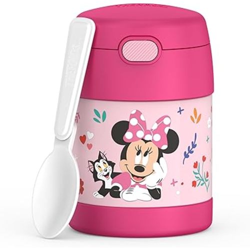 Thermos FUNTAINER Insulated Food Jar, 10 Ounce, Kid Friendly Food Jar with Foldable Spoon, Preschool Minnie