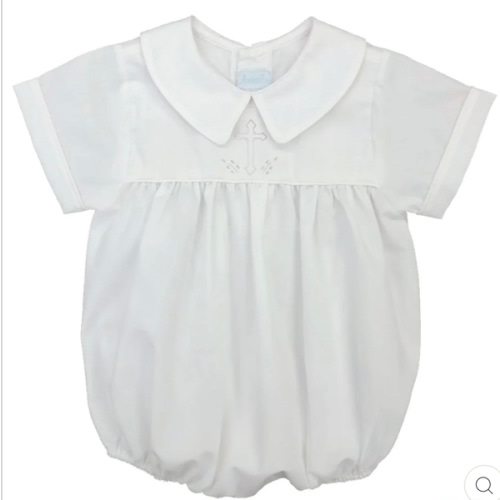 Cross Embroidered Boy Bubble