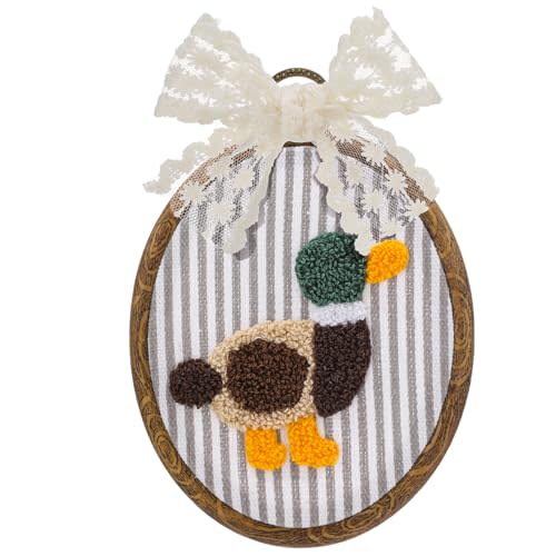 Blulu Vintage Mallard Duck Decor Duck Nursery Decor Framed Wall Art with Bow Rustic Cottagecore Hunting Decorations Farmhouse Hanging Artwork for Bedroom