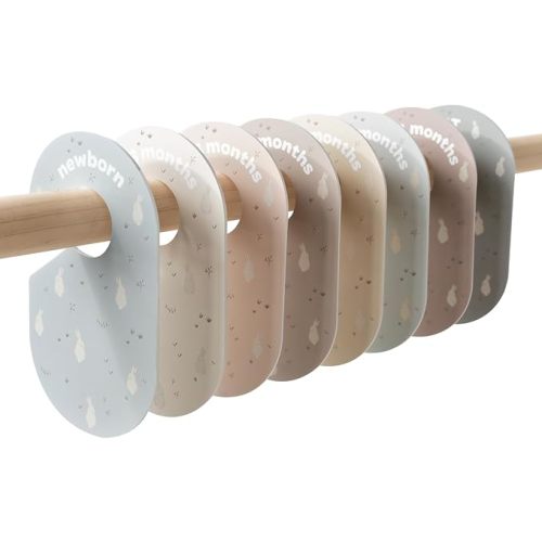 3 Sprouts Baby Closet Dividers Set of 8 - Baby Clothes Organizer & Wardrobe Hanger - Nursery Infant Closet Organizer for Baby Clothing by Size or Age from Newborn to Toddler Boy & Girl - Rabbit