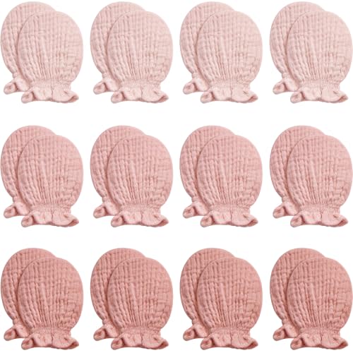 Pro Goleem Muslin Baby Mittens for Newborn, 100% Cotton No Scratch Soft Breathable Gloves for Boys and Girls 0-6 months