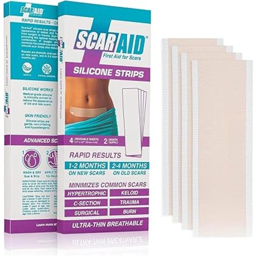 Clinically Proven Professional-Grade Silicone Scar Gel Sheets - Reusable, Washable & Customizable Silicone Scar Sheets for Smoother, Flatter Scars - Ideal for New & Old Scars - Safe for All Skin Types