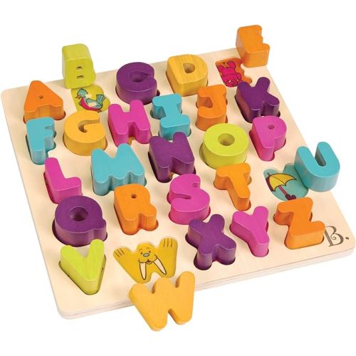 B. toys – Alpha B. Tical – Wooden Alphabet Puzzle – 26 Letter Pieces – Chunky Wooden Puzzle – Educational Toys for Toddlers, Kids – 18+ Months