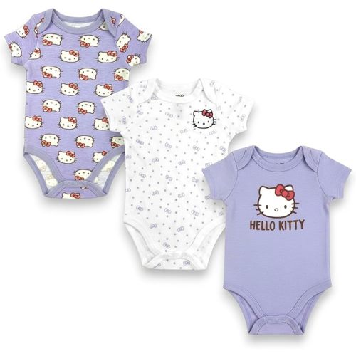 Hello Kitty Baby Girls’ 3-Pack Bodysuit – Infant Cotton Onesies Clothing Set