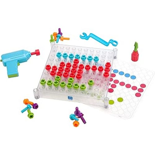 Educational Insights Design & Drill See-Through Creative Workshop - Construction Toys & Toddler Tools, Kids Tool Set with Real Electric Drill Toy, Take Apart Set, Toddler Building Toys for Ages 3+