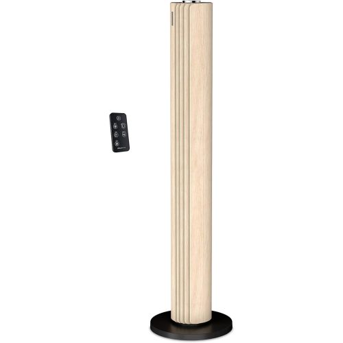 Rowenta, Tower Fan, Urban Cool Silent Tower Fan, Quiet Floor Fan for Bedroom with 3 Speeds, Oscillation, Remote Control, Timer, Black + Wood Effect, Indoor, VU6770
