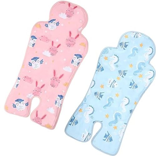 Qunclay 2 Pcs Baby Gel Car Seat Cooler Pad Breathable Ice Seat Cooler Mat Universal Car Seat Cooler Pad for Babies Multifunctional Baby Stroller Seat Liners Baby Cushion Chair (Rabbit, Seahorse)