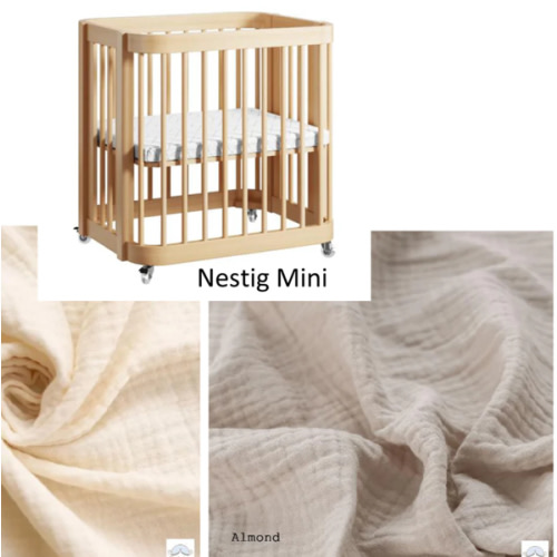 Nestig Mini Crib Custom Made Fitted Sheet - Organic Cotton Double Gauze — Almond