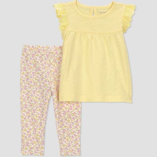 Carter's Just One You® Baby Girls' 2pc Floral Tank Top and Leggings Set - Yellow 3M