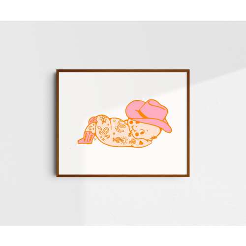 Cowboy Kewpie Giclée Art Print, Western Wall Art, UNFRAMED